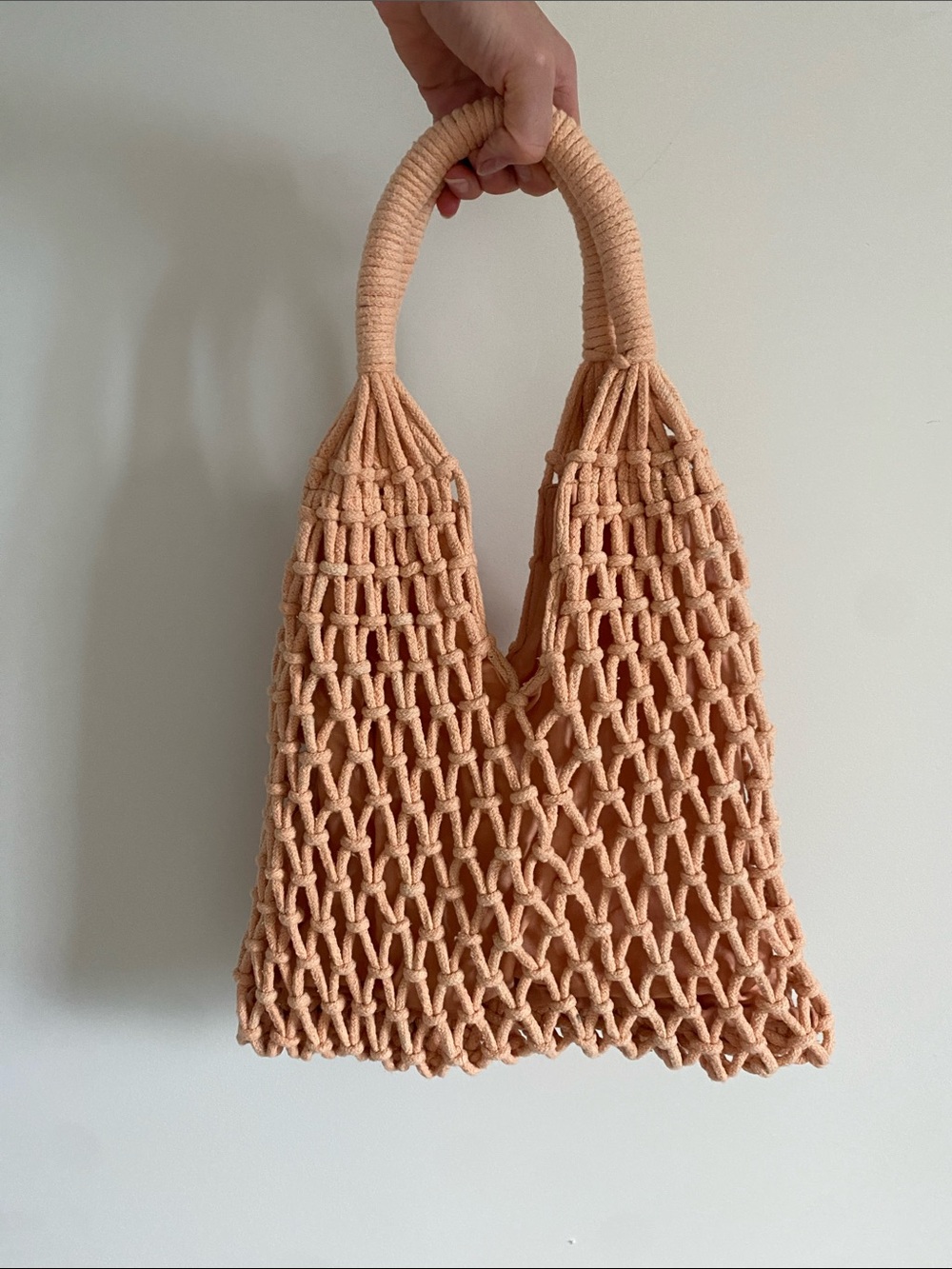 Danica Heirloom 100% Cotton Peach Macramé Market Tote